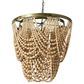 Creative Coop Laurel 2-Tier Draped Wood Bead Chandelier with Whitewashed Shade, , large