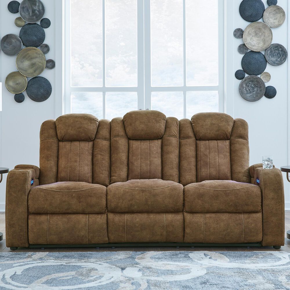 Ashley Wolfridge Power Reclining Sofa in Brindle, , large