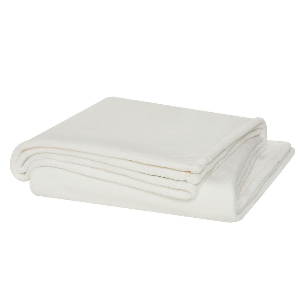 Pem America Cannon Solid Plush Full/Queen Blanket in Ivory, , large