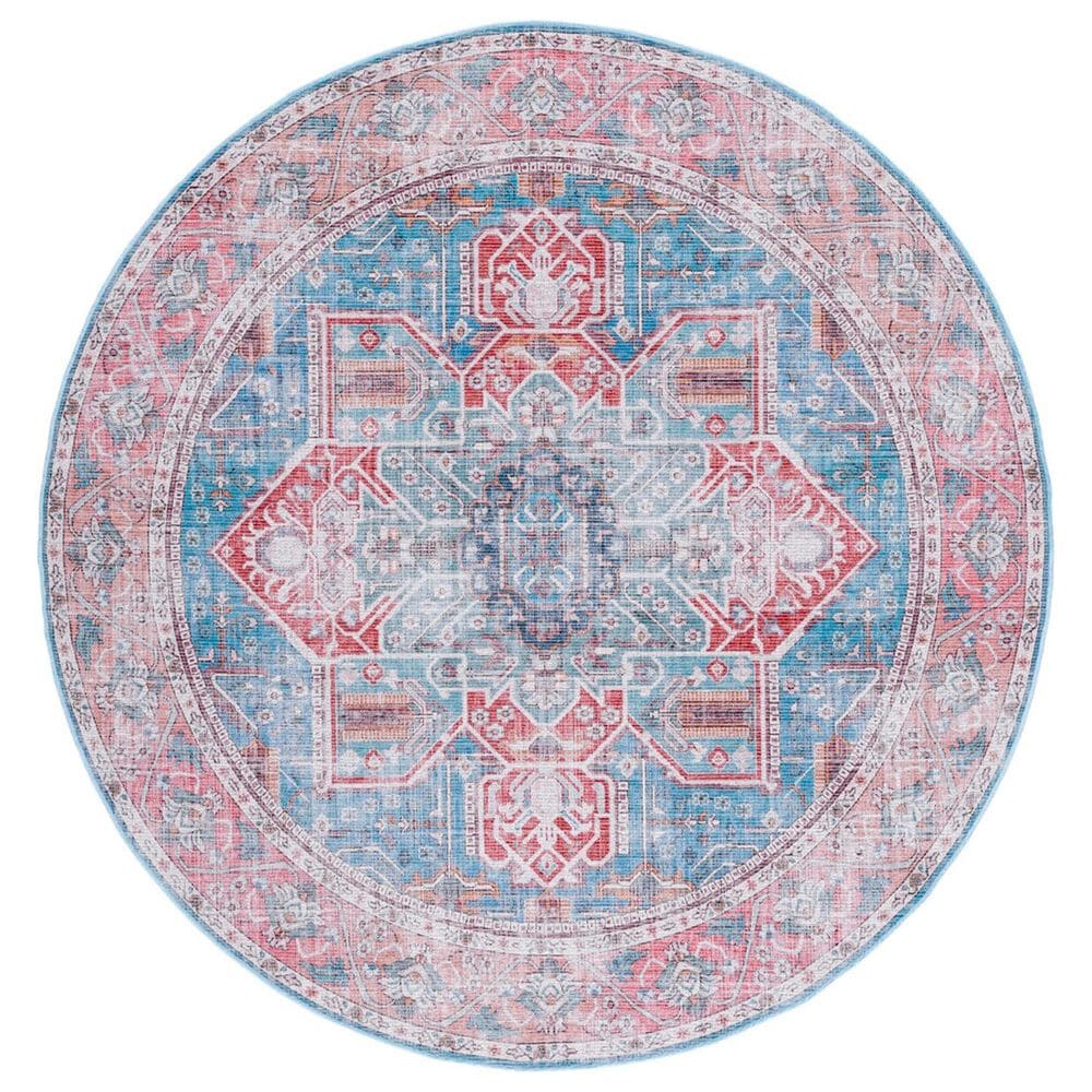 Safavieh Serapi 6"7" Round Blue and Rust Area Rug, , large