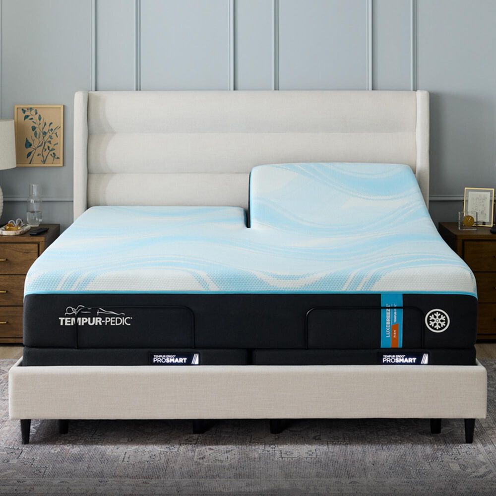 Tempur-Pedic LuxeBreeze 2.0 Firm Flex Head King Mattress with 2 Twin XL Ergo ProSmart Adjustable Bases, , large