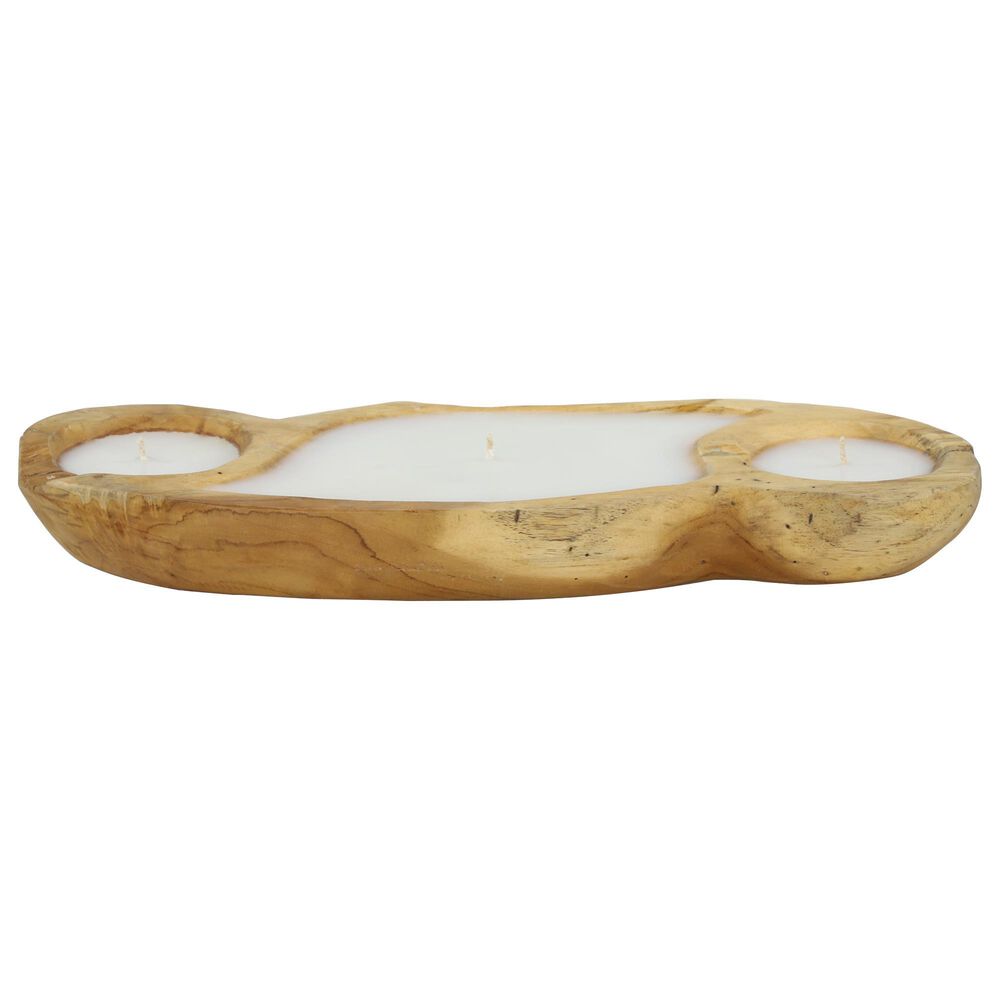 Maple and Jade Maple and Jade 2" Natural Teak Wood Candle Brown, , large