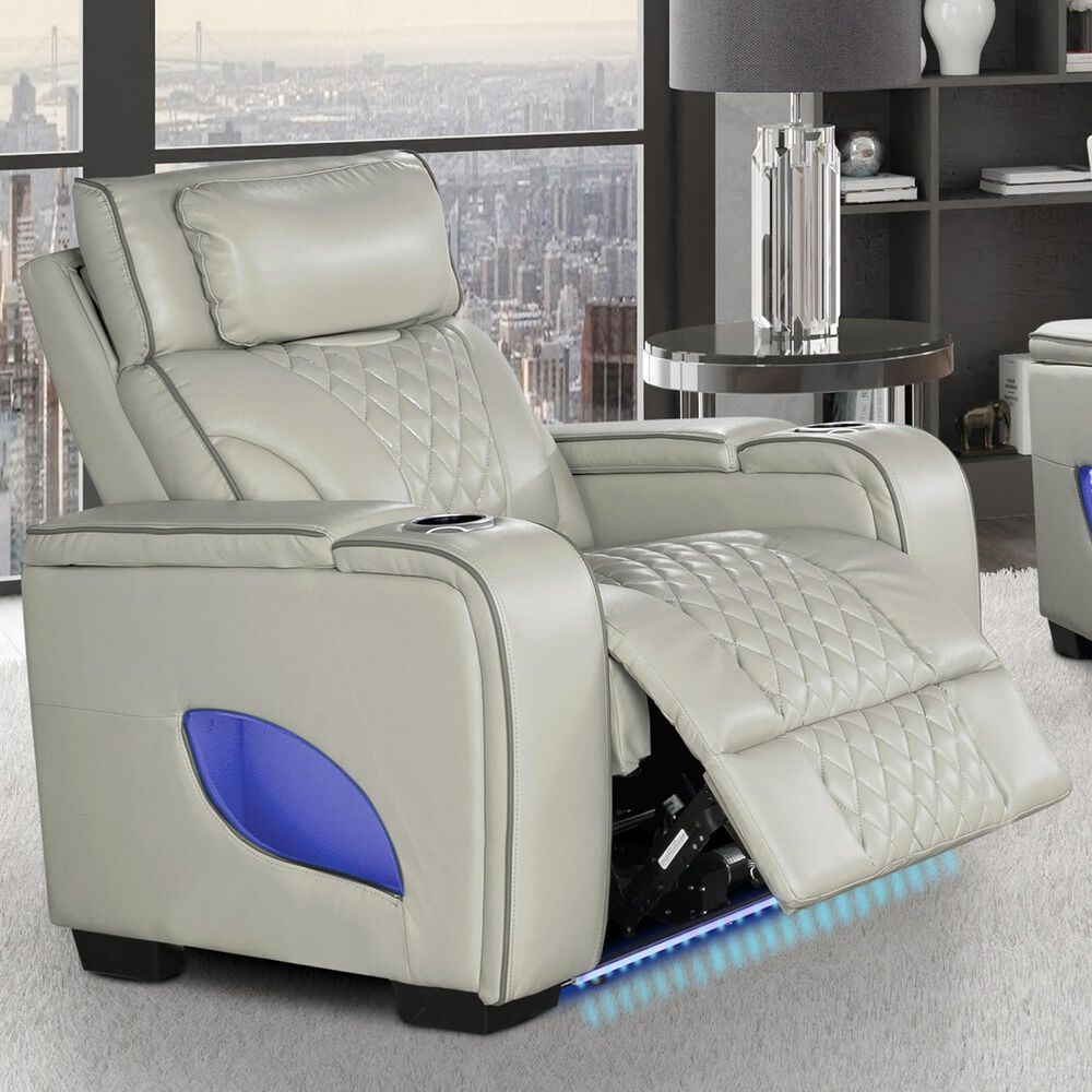 Titanic Furniture All Star Power Recliner with Power Headrest in Gray, , large