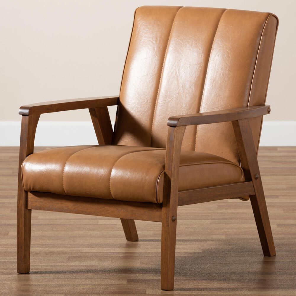 Baxton Studio Nikko Lounge Chair in Tan, , large