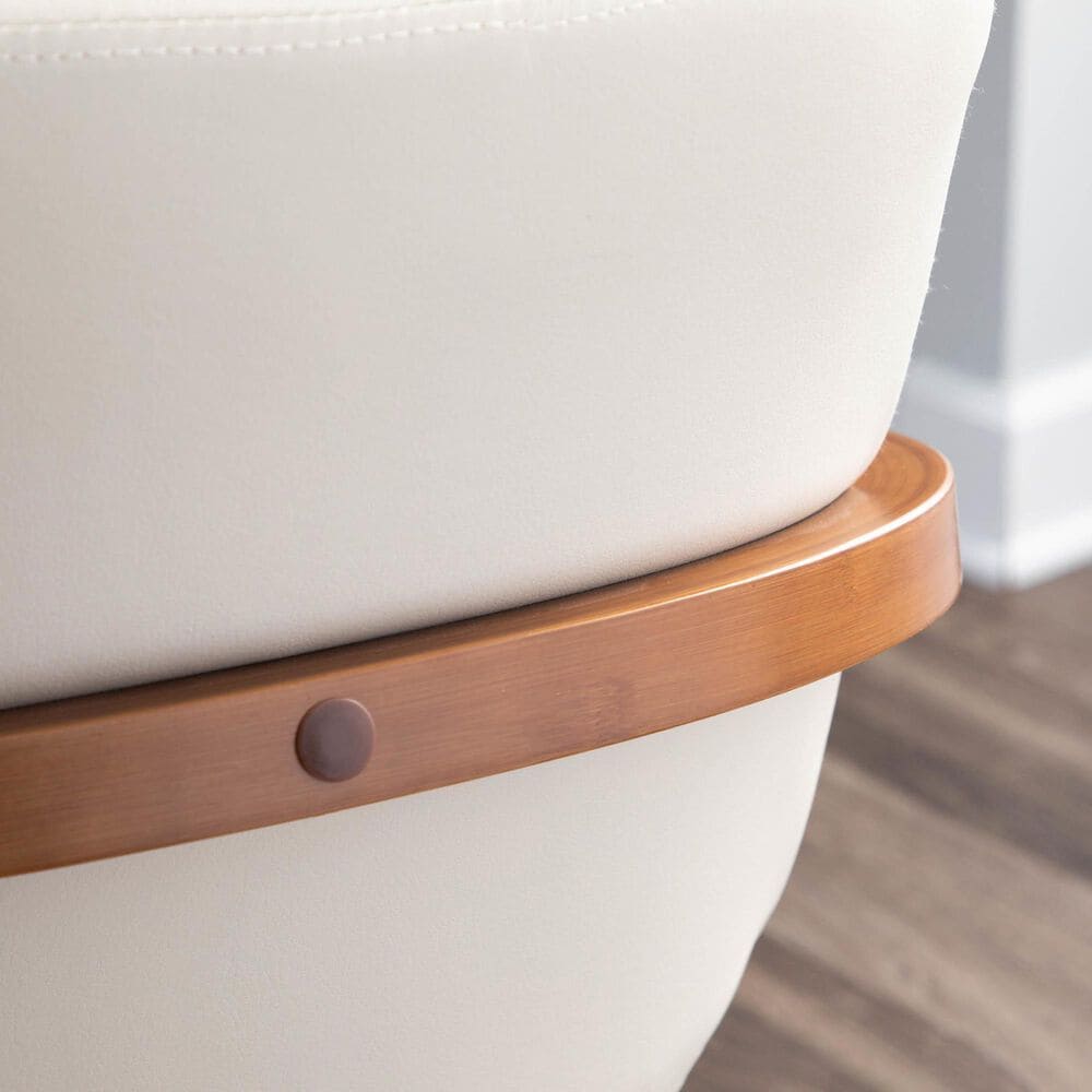 Lumisource Cosmo Arm Chair with Cream Faux Leather Cushion in Walnut, , large