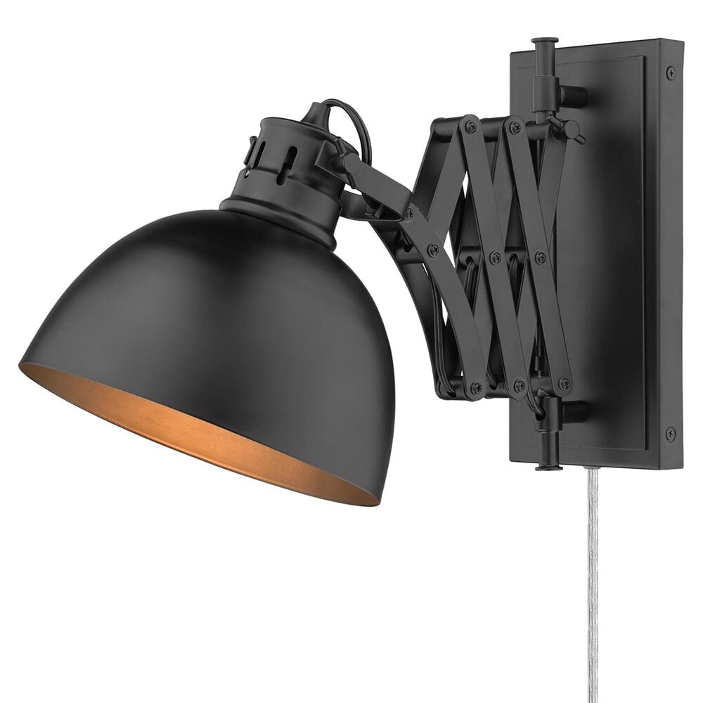 Golden Lighting Hawthorn 1-Light Wall Sconce in Matte Black, , large