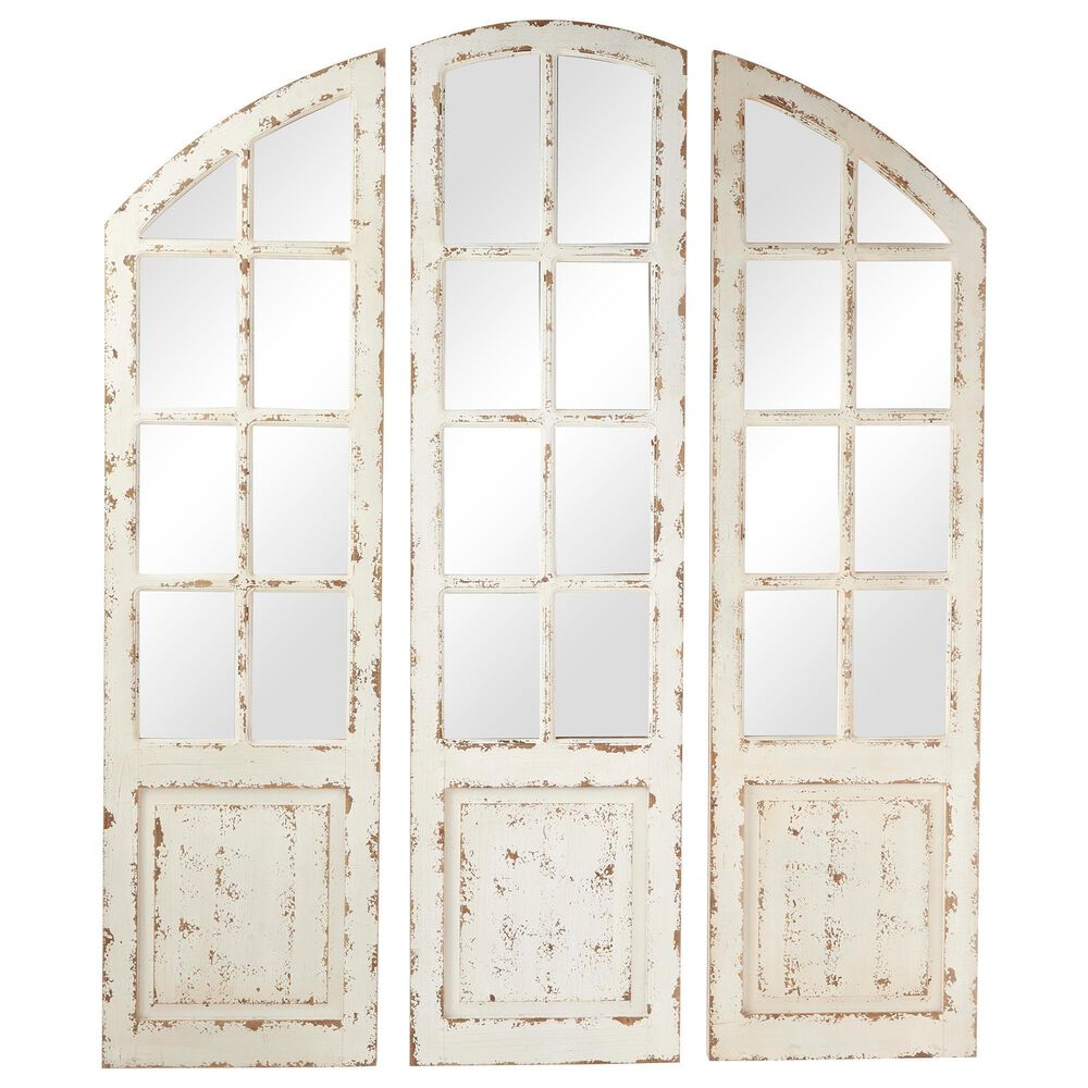 Maple and Jade 60" x 16" Wall Mirror in Antique White (Set of 3), , large