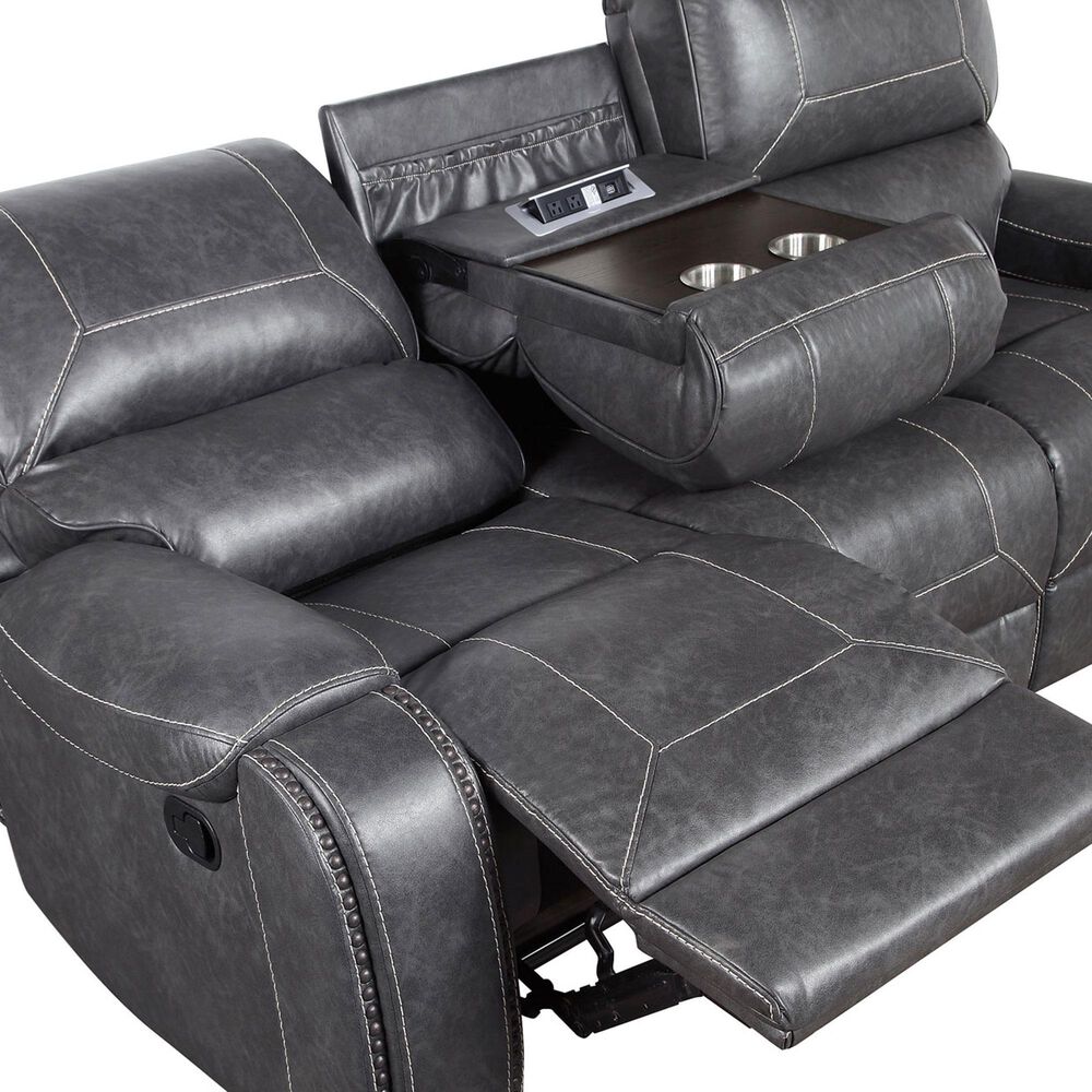 Steve Silver Keily Manual Reclining Sofa and Todoe Coffee Table in Dove Grey, , large