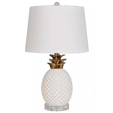 Lamps Per Se 22" Pineapple Table Lamp in Gold and White, , large