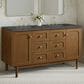 James Martin Laurent 60" Double Bathroom Vanity in Honey Oak with 3 cm Parisien Bleu Silestone Top, Rectangular Sinks and FreePower Wireless Charger, , large