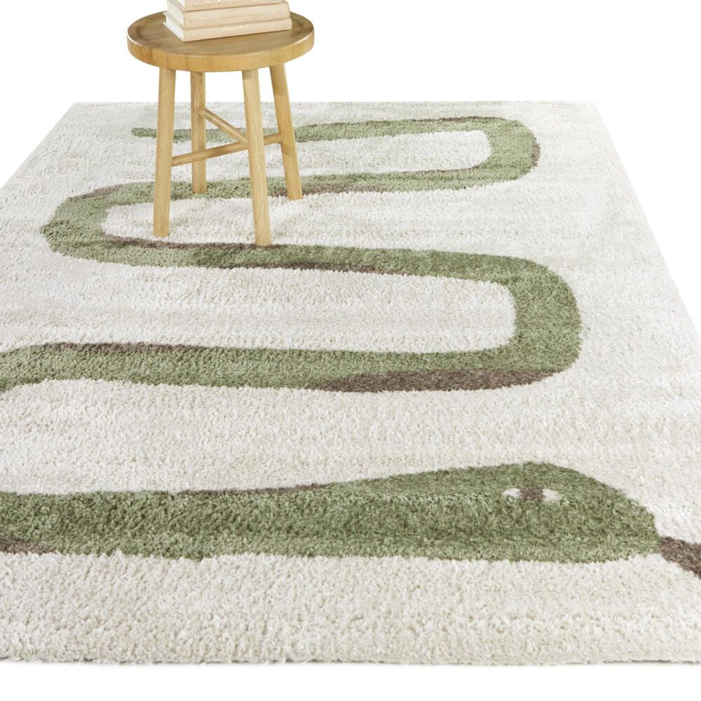 Balta Rugs Serpieri Snake 4&#39;4&quot; x 6&#39; Cream Kids Area Rug, , large