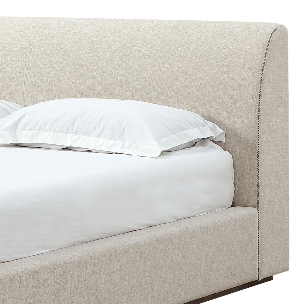 Urban Home Louis Queen Upholstered Platform Sleigh Bed in Natural Linen, , large
