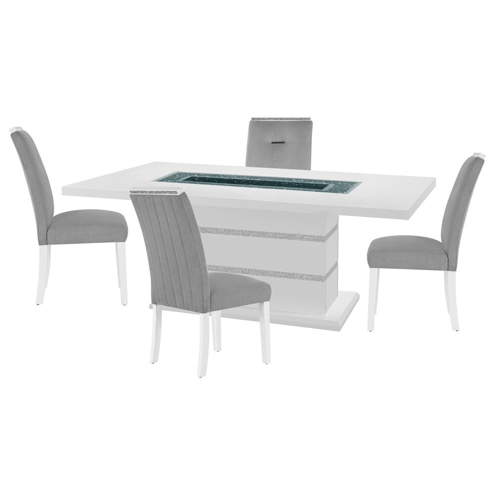 Global Furniture USA Monoco Pedestal Dining Table and 4 Dining Chairs in White, , large