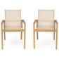 Hearth and Haven Belfast Patio Dining Chair with Beige Mesh Sling in Teak (Set of 2), , large