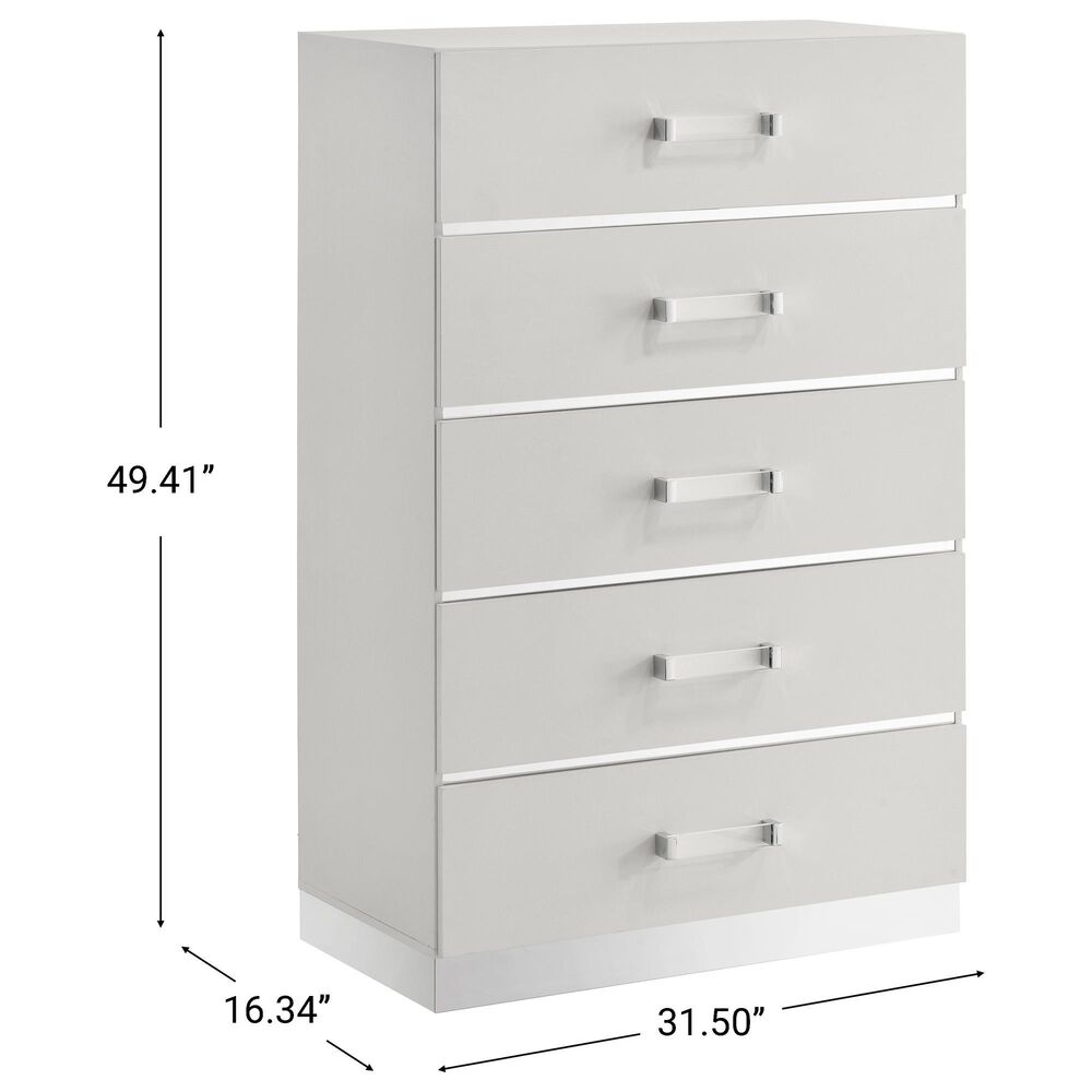 New Heritage Europa 5-Drawer Chest in White, , large