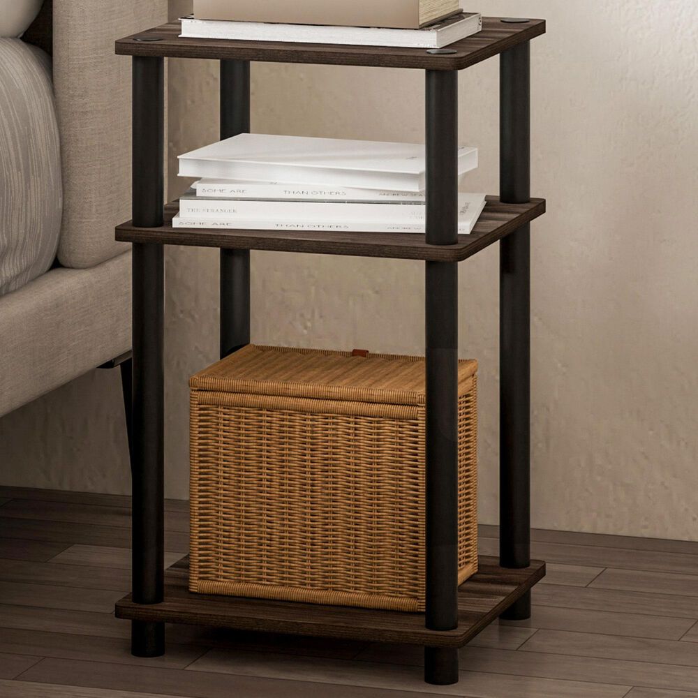 HOMLUX 3-Tier End Table in Columbia Walnut and Black, , large