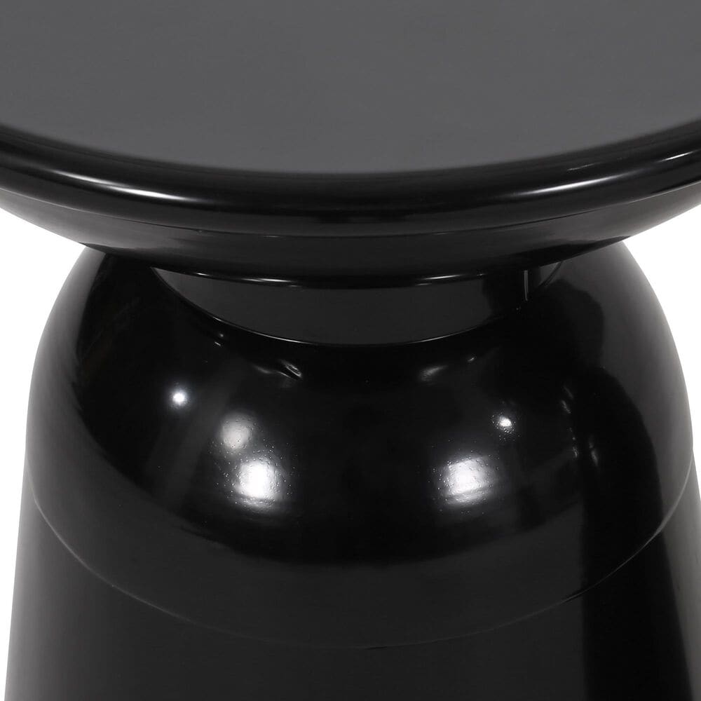 Hearth and Haven Large Patio End Table with Circular Design in Black, , large