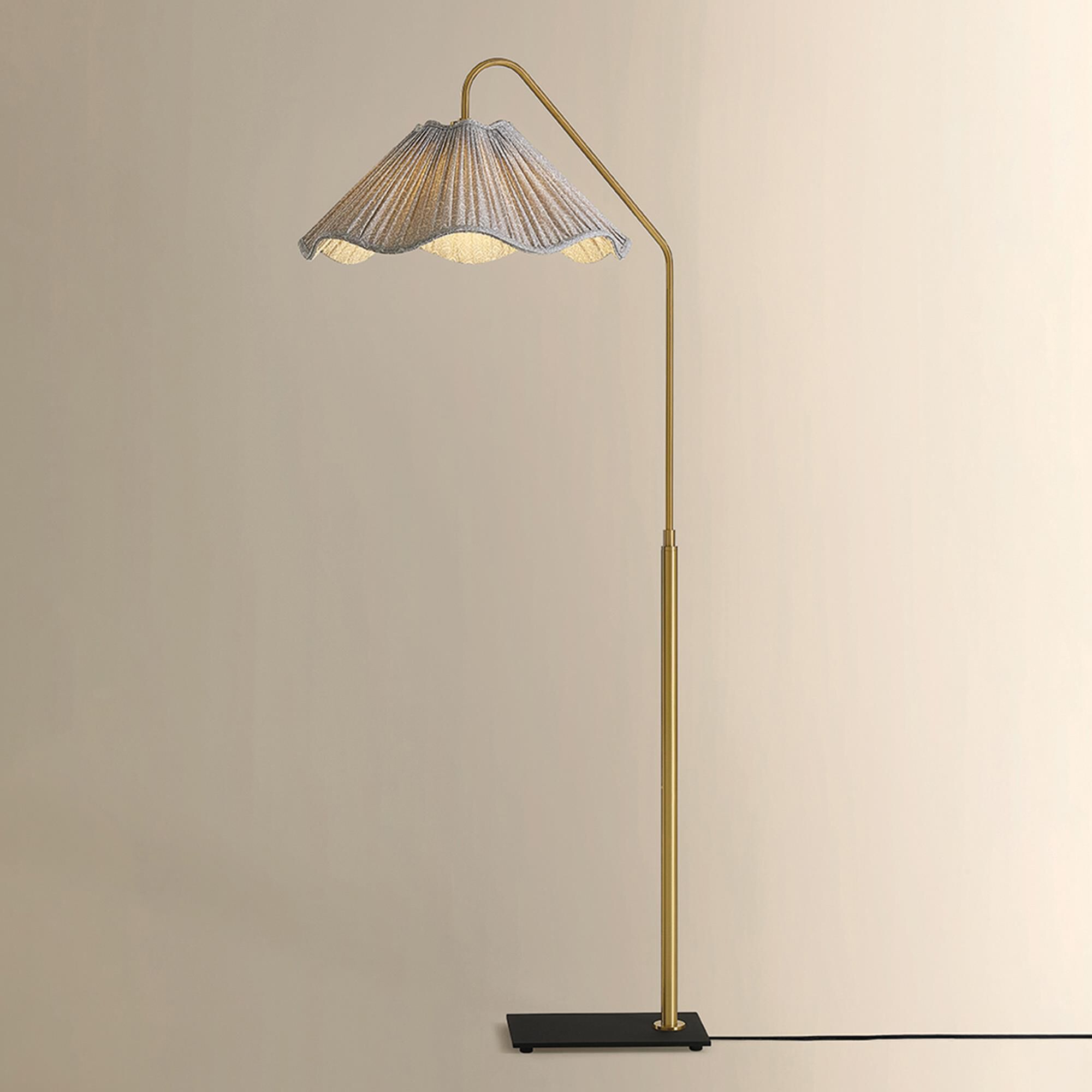 Mitzi Lighting Lauren Floor Lamp in Aged Brass and Texture Black