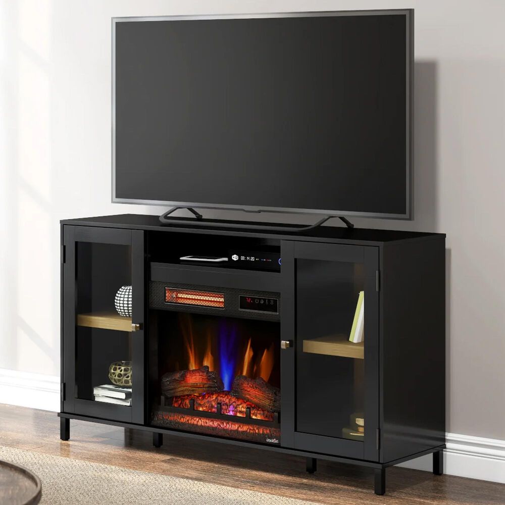Fabio Flames Nathan 54" Electric Fireplace TV Stand in Black, , large