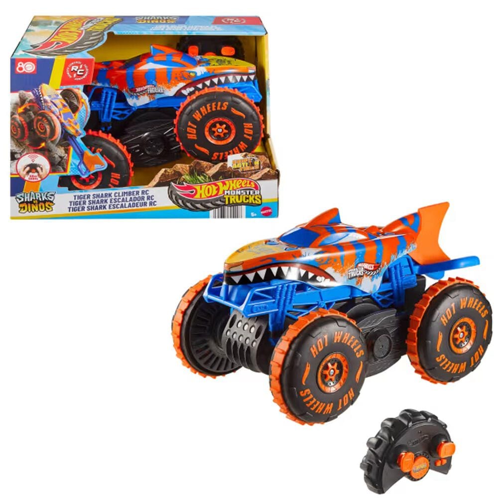 Hot Wheels Monster Truck Tiger Shark Radio Controlled Toy Car, , large