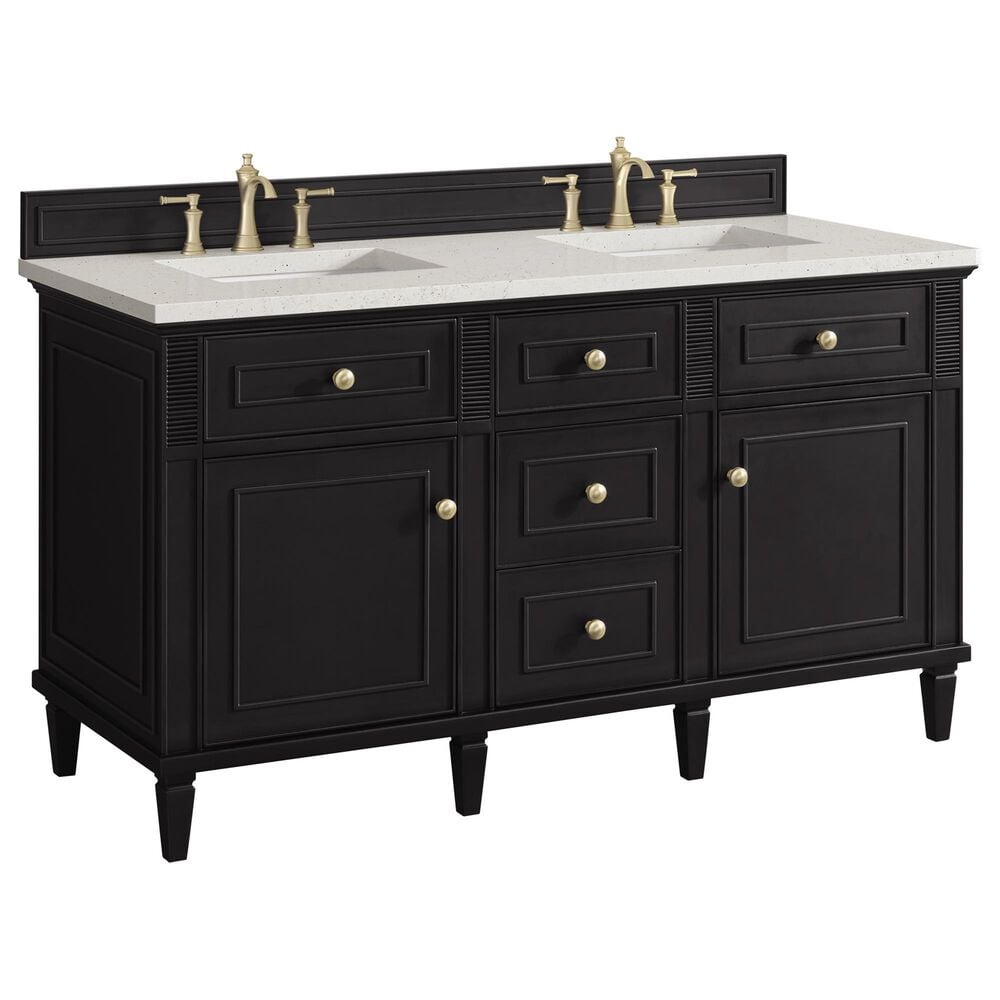 James Martin Vanities Lorelai 60" Double Vanity in Black Onyx with 3 cm Lime Delight Quartz Top, , large