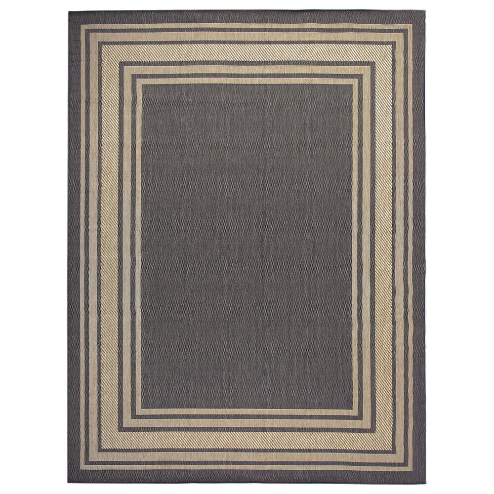 Nourison Horizon HOZ03 Charcoal 9" x 12" Indoor/Outdoor Area Rug, , large