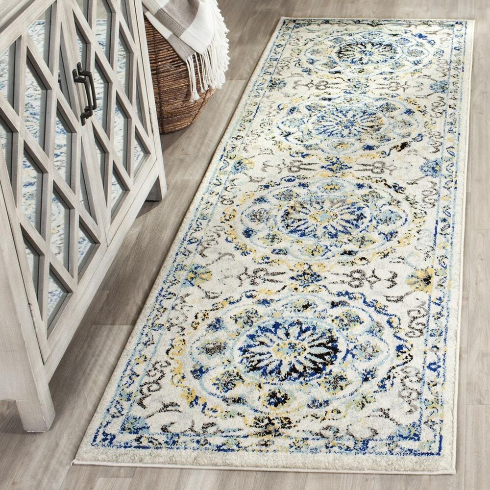 Safavieh Evoke EVK252C-27 2"2" x 7" Ivory/Blue Runner, , large