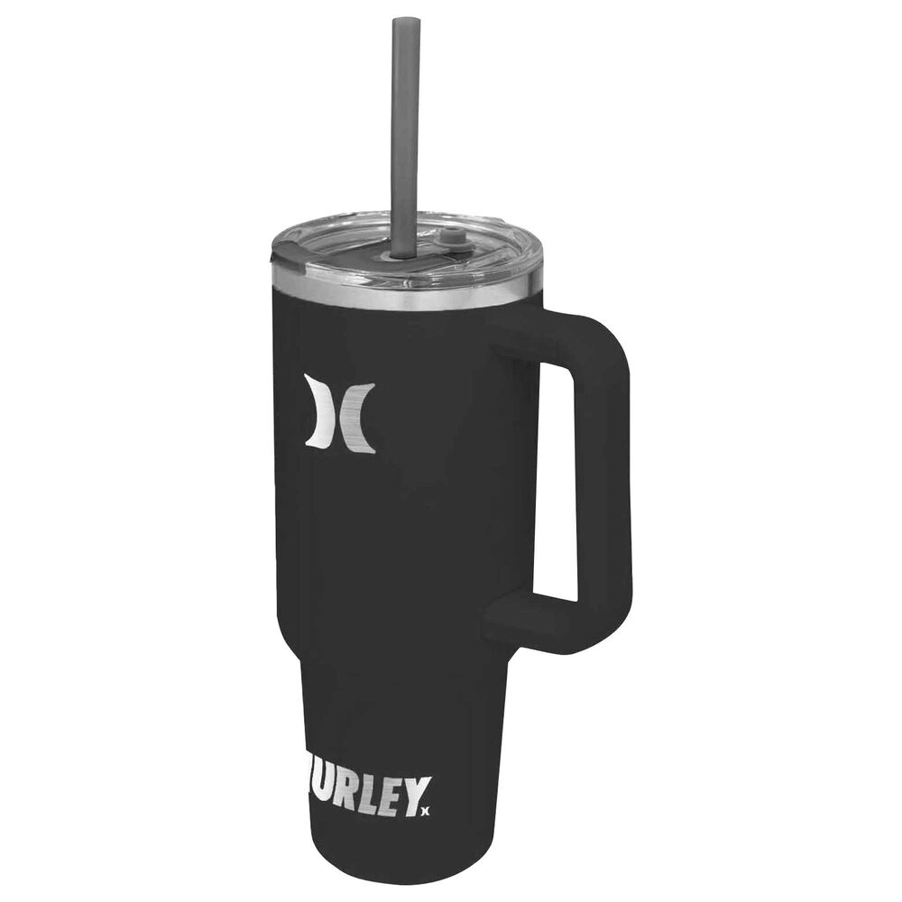 Hurley 40 Oz Tumbler Bottle with Straight Straw in Black, , large