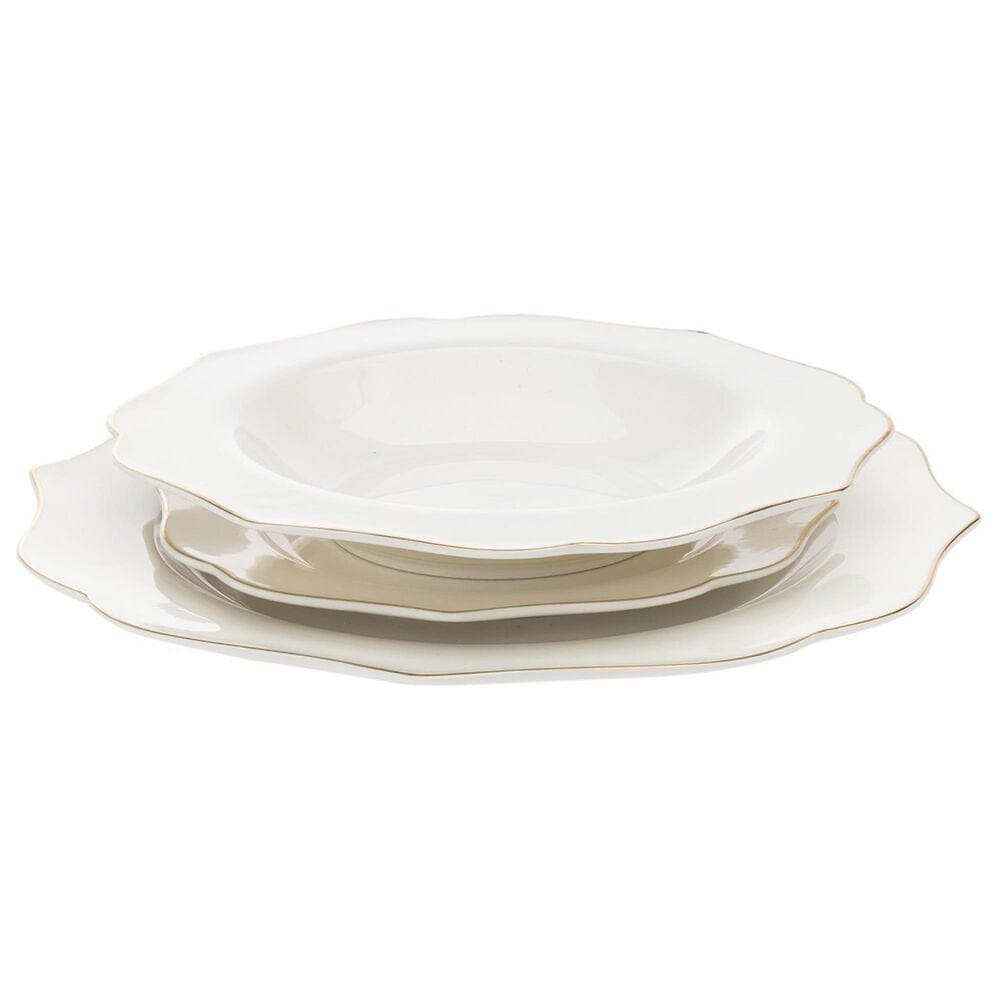 Godinger Silver Arendale New Bone 12-Piece Dinnerware Set in White and Gold, , large