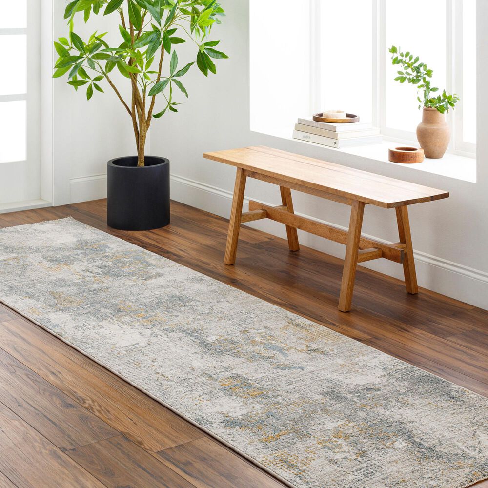 Surya Dresden DRE-2322 Medium Gray, Gray, White, Denim, Mustard and Light Slate 2&#39;7&quot; x 10&#39; Runner, , large