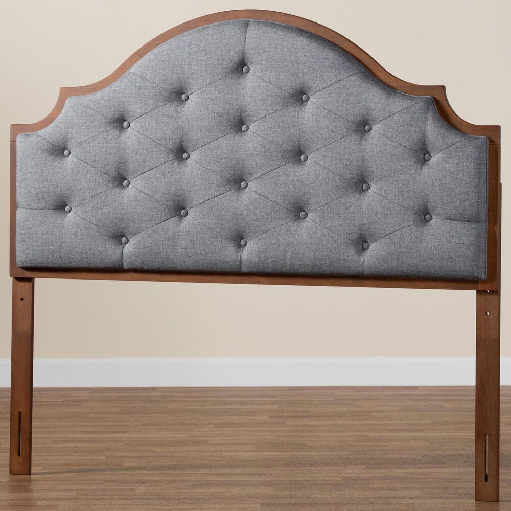 Baxton Studio Premala King Panel Headboard in Walnut Brown, , large