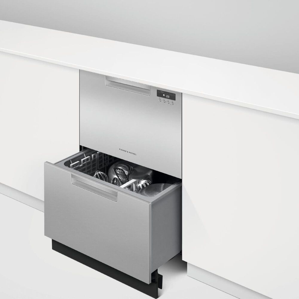 Fisher and Paykel Built-In Double Drawer Dishwasher in EZKleen Stainless Steel, , large