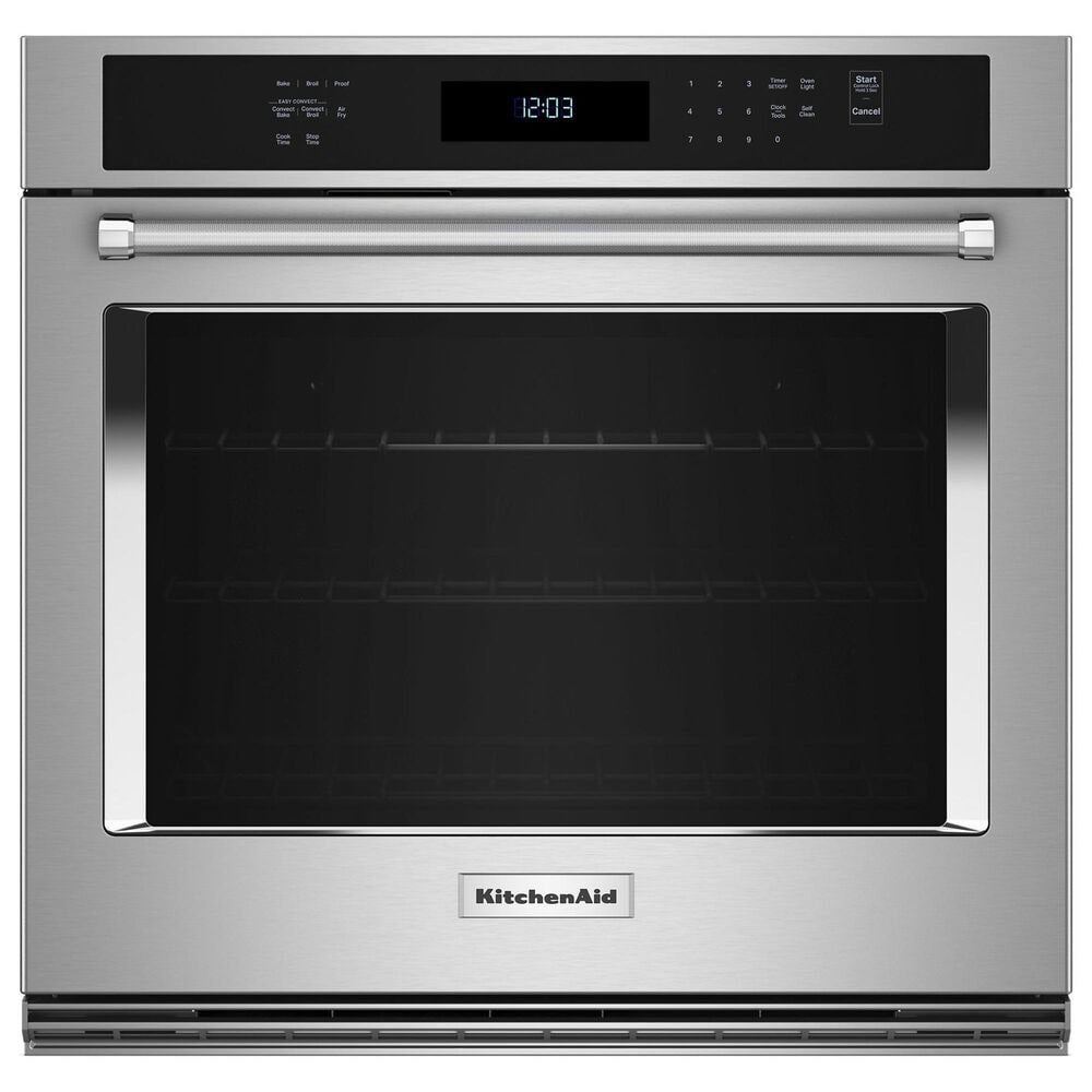 Kitchenaid 2-Piece Kitchen Package with PrintShield Stainless Steel 30&quot; Single Wall Oven and 36&quot; Black Electric Cooktop, , large