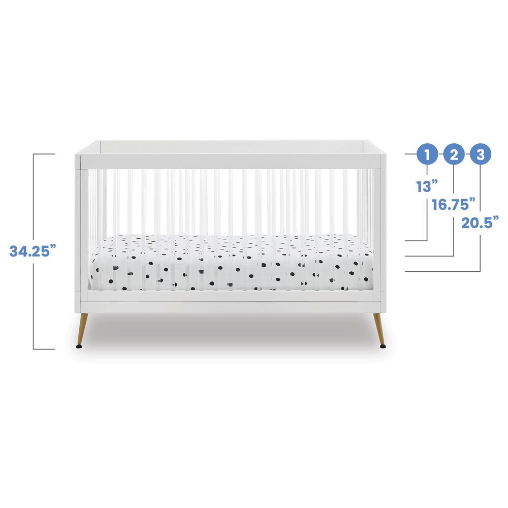 Delta Sloane 4-In-1 Acrylic Convertible Crib in Bianca White and Melted Bronze, , large