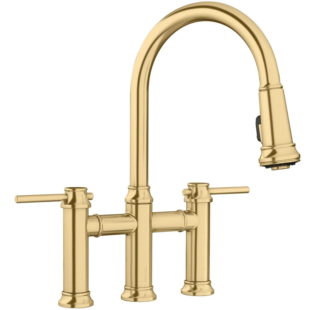 Blanco Empressa Pull-Down Bridge Faucet 1.5 GPM in Satin Gold, , large