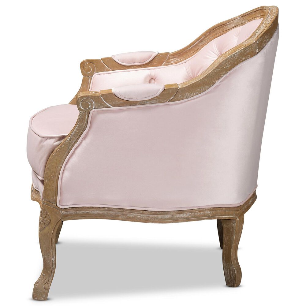 Baxton Studio Genevieve Arm Chair in Light Pink, , large