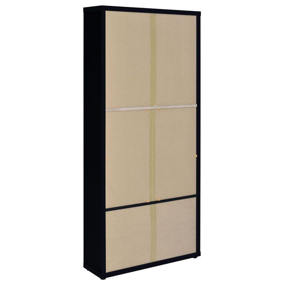 Coaster Hawthorne 4-Shelf Glass Door Tall Cabinet in Black, , large