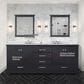 Lexora Home Dukes 80" Double Bathroom Vanity in Espresso with 2 cm White Carrara Marble Top and Rectangular Sinks, , large