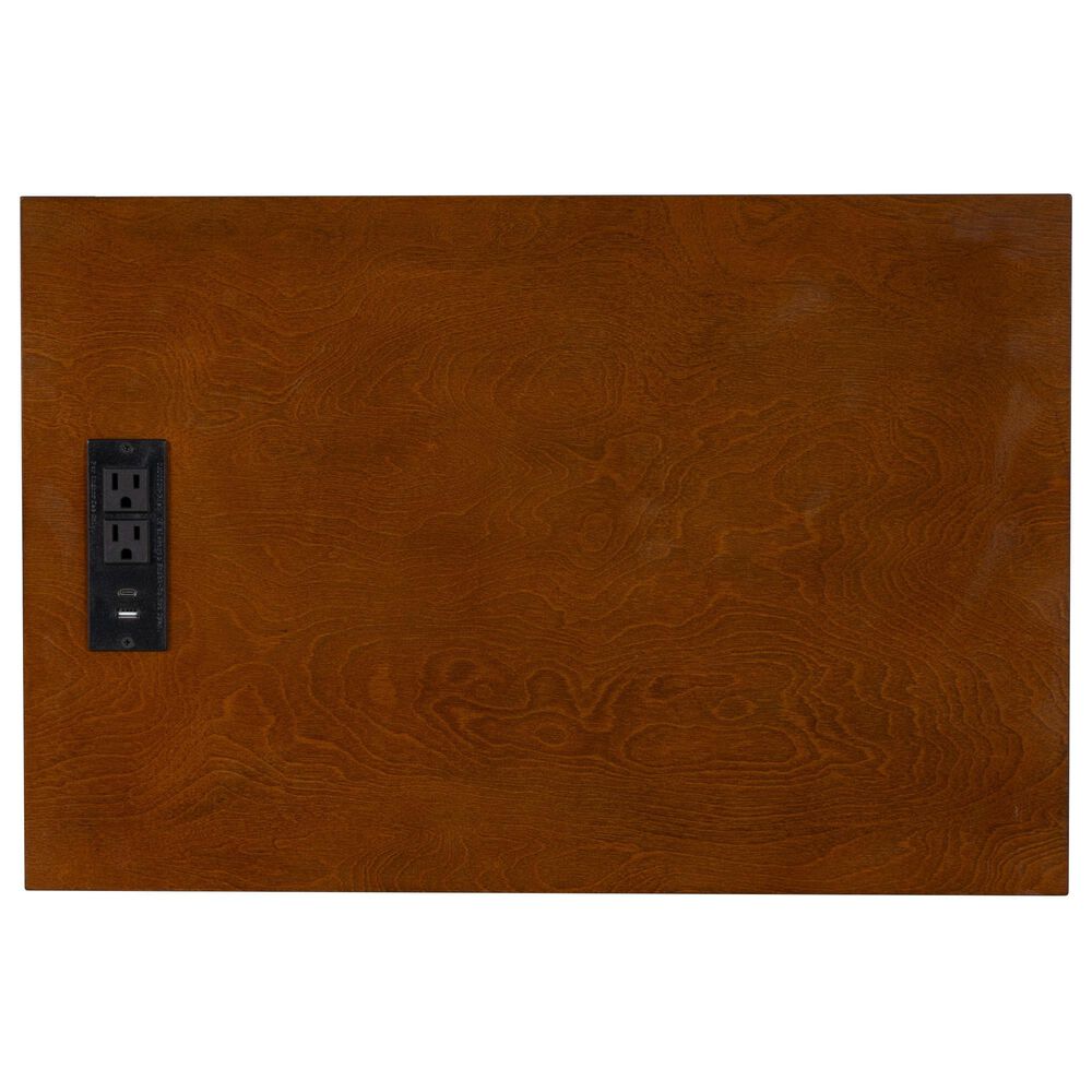 Linon Home Decor Birkdale Accent Table with USB Port in Hazelnut, , large