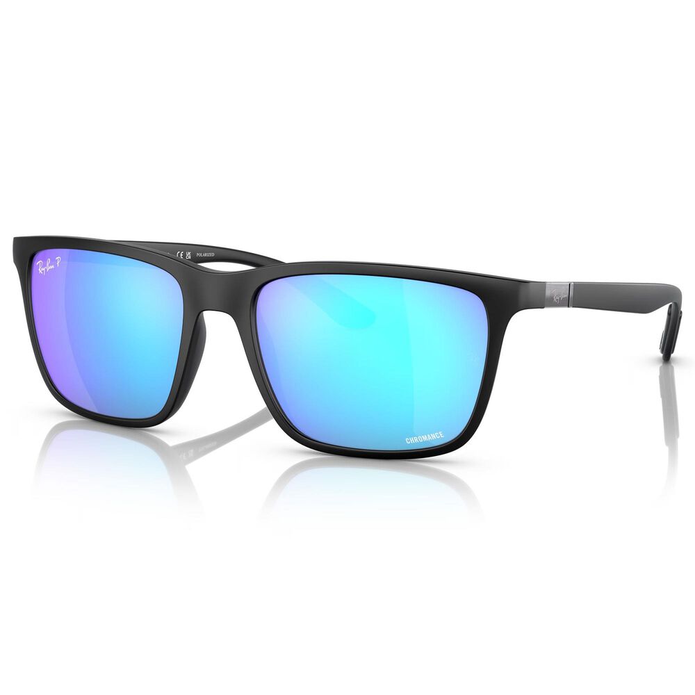 Ray-Ban Sunglasses with Green and Blue Lenses in Matte Black, , large