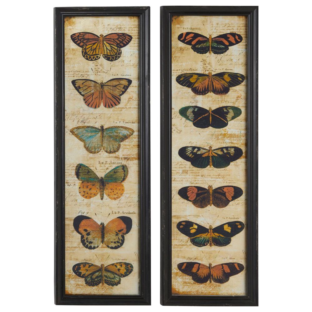 Maple and Jade 36" x 11" Butterfly Wall Art in Multicolor (Set of 2), , large