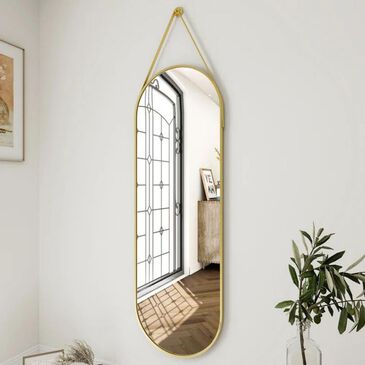 HOMLUX 16" x 48" Oval Wall Mirror in Gold, , large