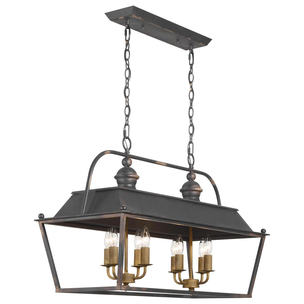 Golden Lighting Christoff 8-Light Linear Pendant in Antique Black and Gold, , large