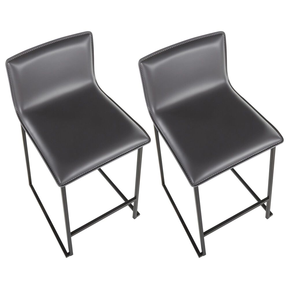 Lumisource Mara Counter Stool with Grey Cushion in Black &#40;Set of 2&#41;, , large