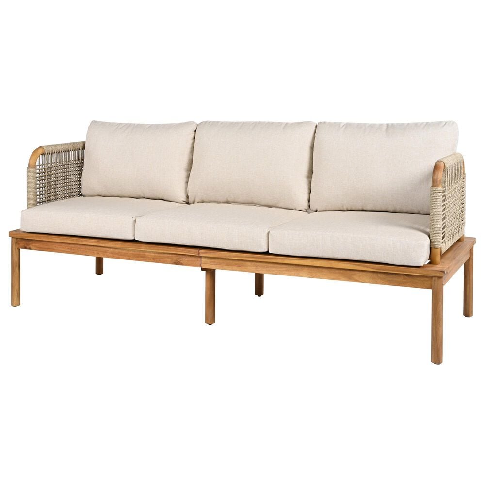 Hearth and Haven 5-Piece Outdoor Conversation Set with Weather Rope and Beige in Teak, , large