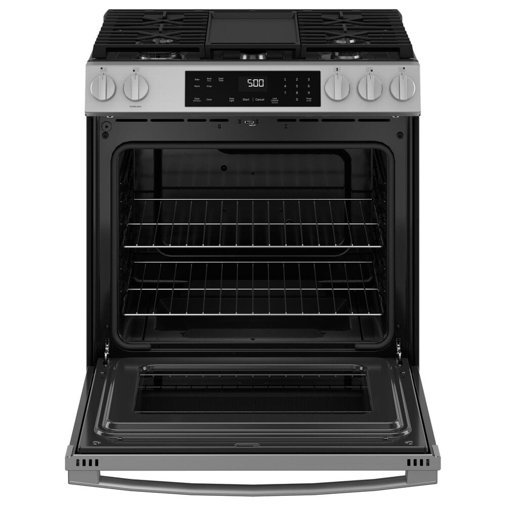 GE Appliances 30&quot; Slide-In Front-Control Gas Range with Self-Cleaning in Stainless Steel and Black, , large