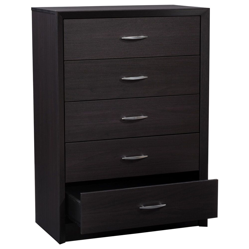 CorLiving Newport 5 Drawer Tall Dresser in Black Oak, , large