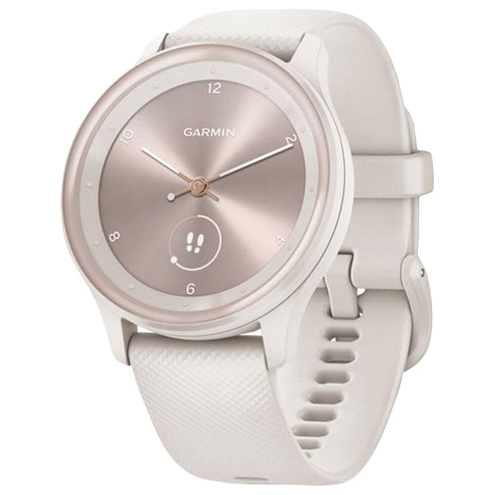 Garmin vivomove Sport Smartwatch in Ivory Case and Silicone Band with Peach Gold Accents, , large