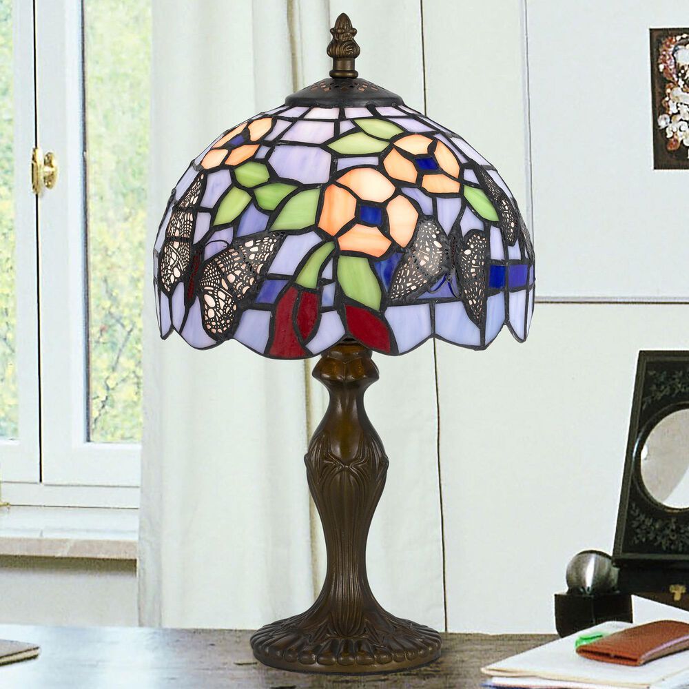 Cal Lighting 8" Tiffany Accent Lamp in Antique Brass, , large