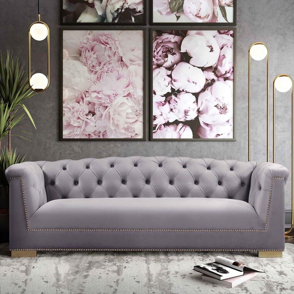 Tov Furniture Farah Velvet Sofa in Grey NFM